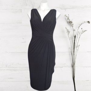 Ralph Lauren Sheath Ruched Black Dress Size 6